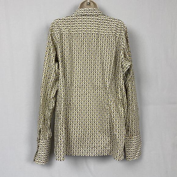 Lands End Top Womens 22W White Yellow Equestrian Horse Bit Career Button Up - Picture 2 of 13